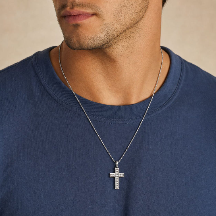 Beveled Edge Pendant in Sterling Silver