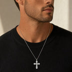 Men's Lab Grown Diamond Flared Cross Pendant in Sterling Silver (1/2 ct. tw.)