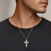 Men's Lab Grown Diamond Cross Pendant in Sterling Silver (1/2 ct. tw.)
