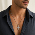 Men's Lab Grown Diamond Cross Pendant in Sterling Silver (1 ct. tw.)
