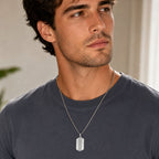 Men's Lab Grown Diamond Dog Tag Pendant in Sterling Silver (1/3 ct. tw.)