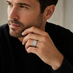 Men's Three-Row Lab Grown Diamond Band in Sterling Silver (1/4 ct. tw.)