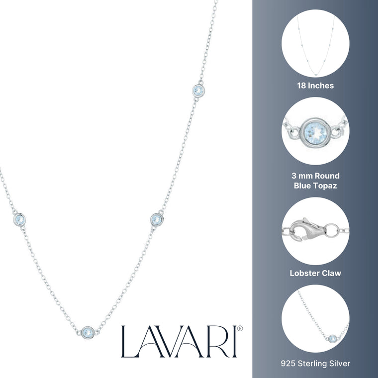 Birthstone Station Necklace in Sterling Silver