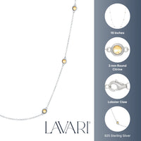 Birthstone Station Necklace in Sterling Silver