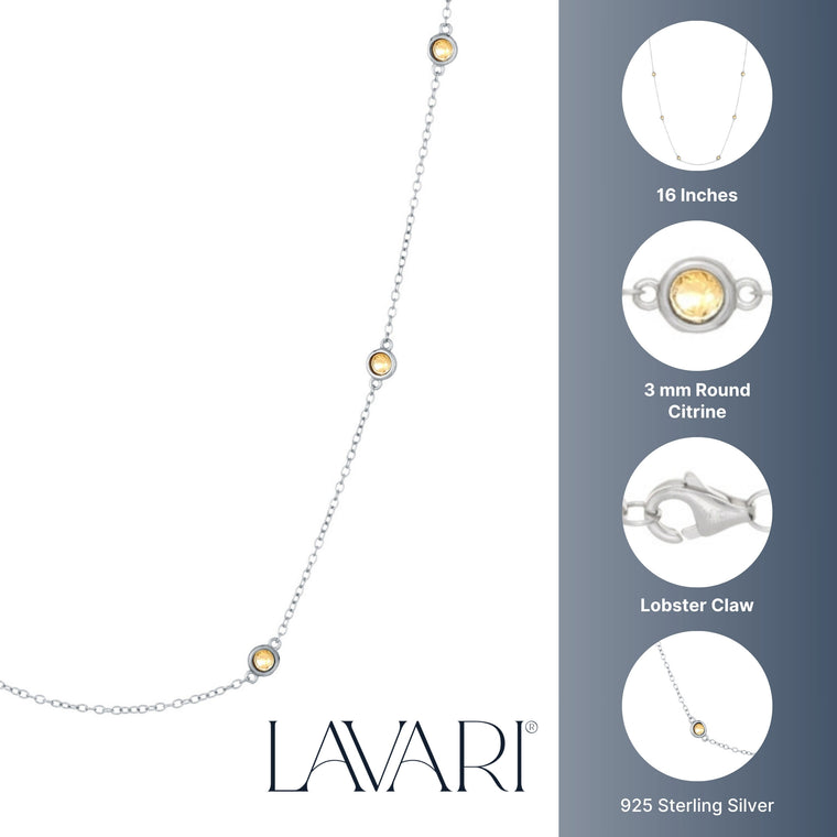 Birthstone Station Necklace in Sterling Silver