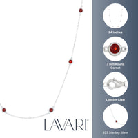 Birthstone Station Necklace in Sterling Silver