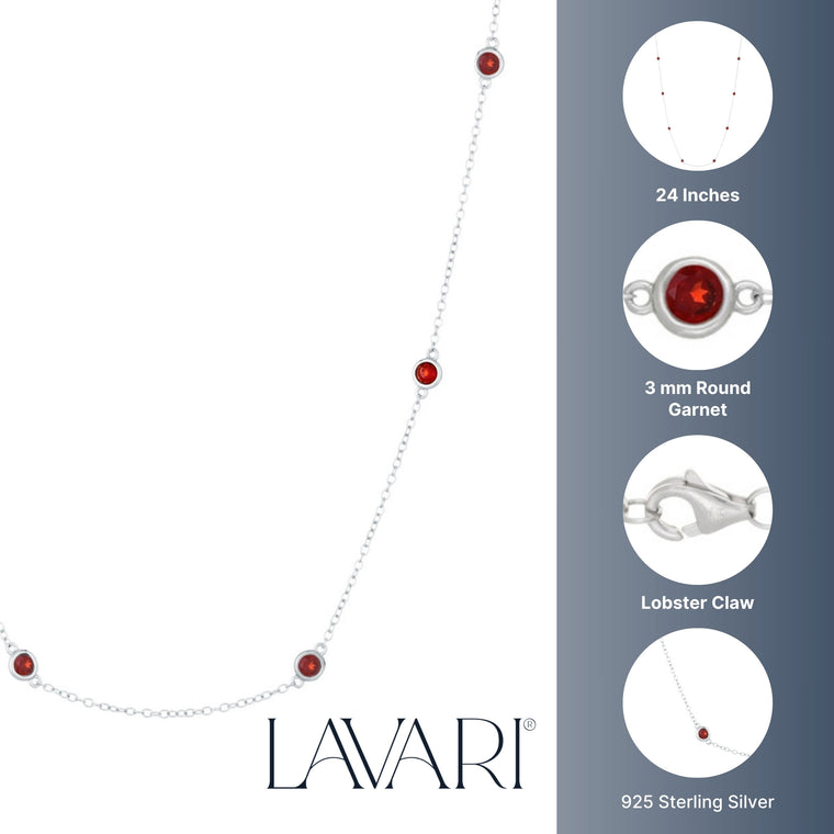 Birthstone Station Necklace in Sterling Silver