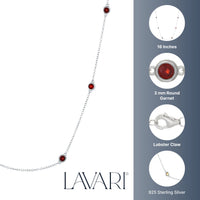 Birthstone Station Necklace in Sterling Silver