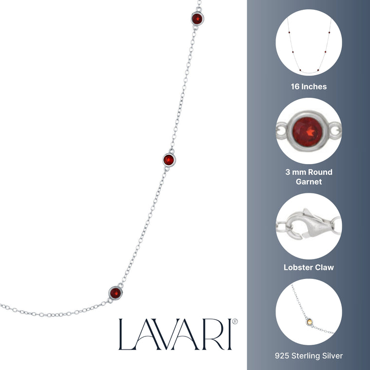 Birthstone Station Necklace in Sterling Silver