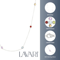 Birthstone Station Necklace in Sterling Silver