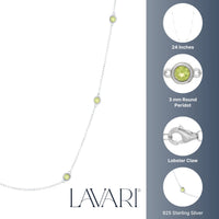 Birthstone Station Necklace in Sterling Silver