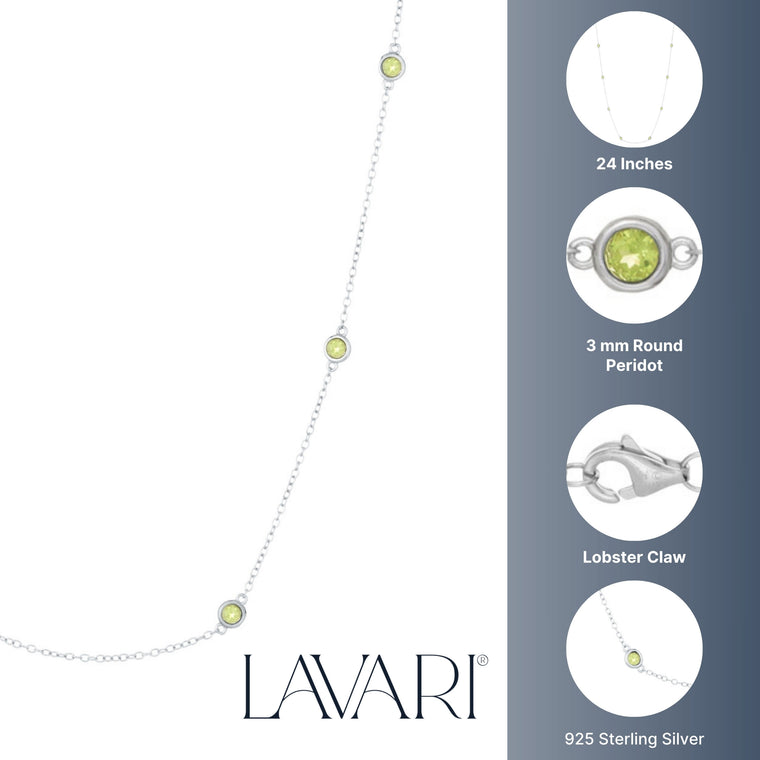 Birthstone Station Necklace in Sterling Silver