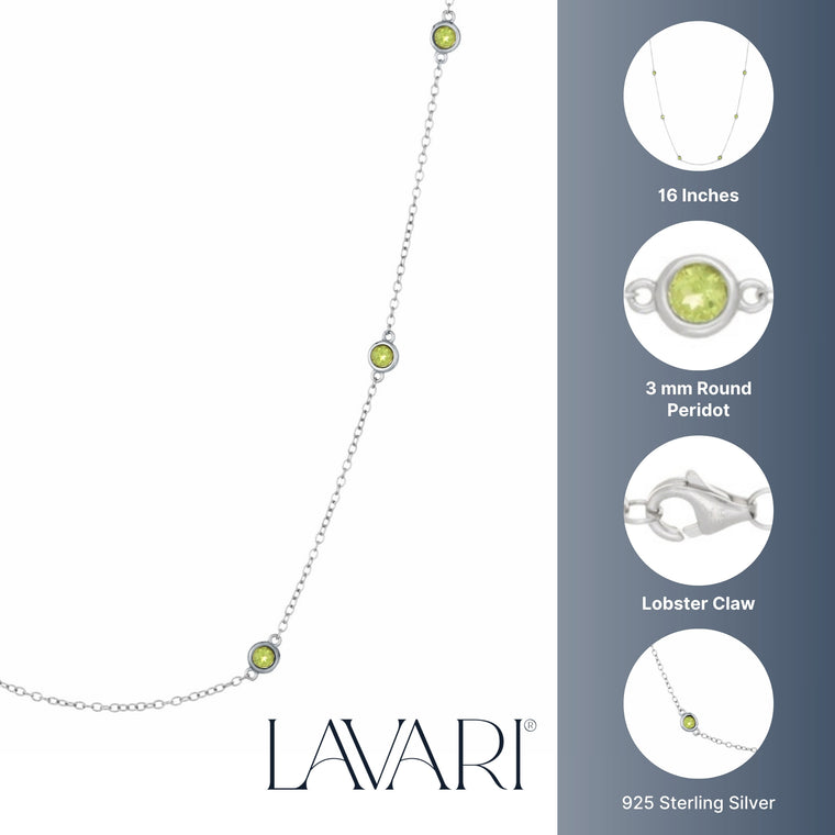 Birthstone Station Necklace in Sterling Silver