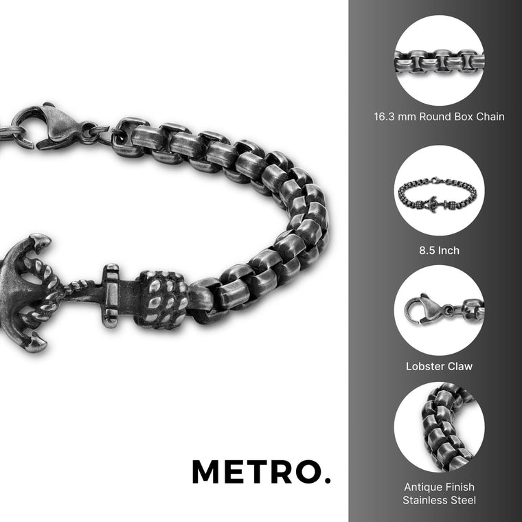 Anchor Bracelet in Black Finish Stainless Steel