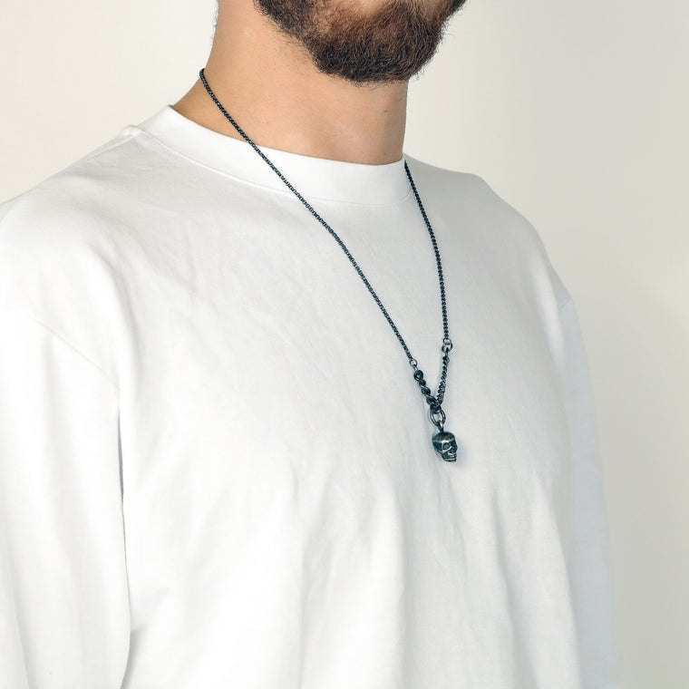 Skull Necklace in Antique Ion Plated Stainless Steel