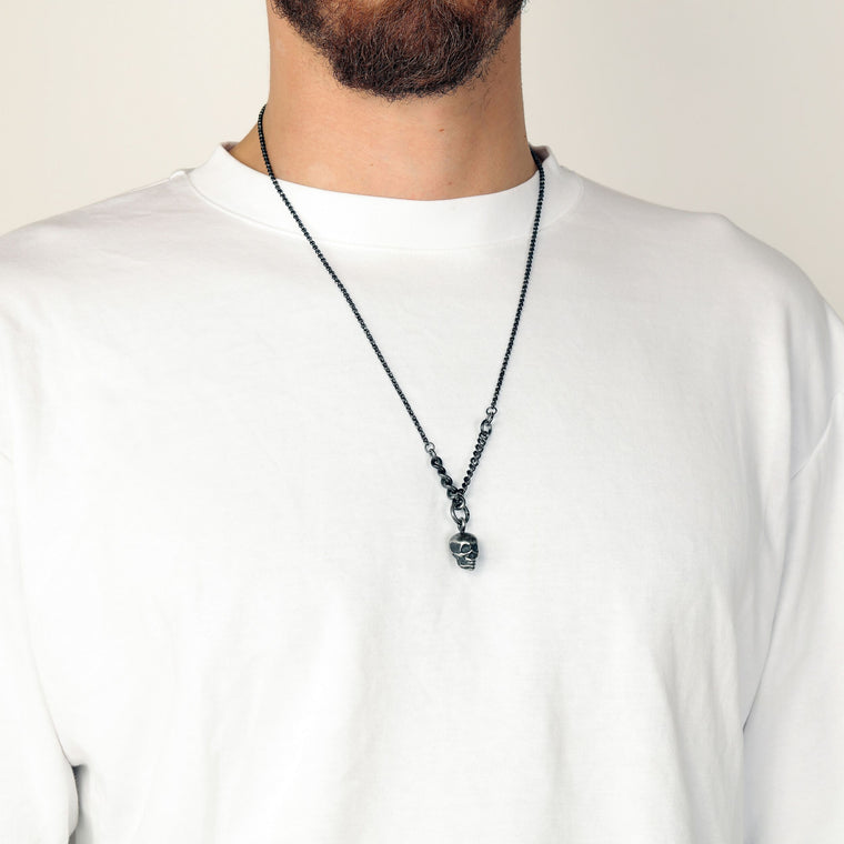 Skull Necklace in Antique Ion Plated Stainless Steel