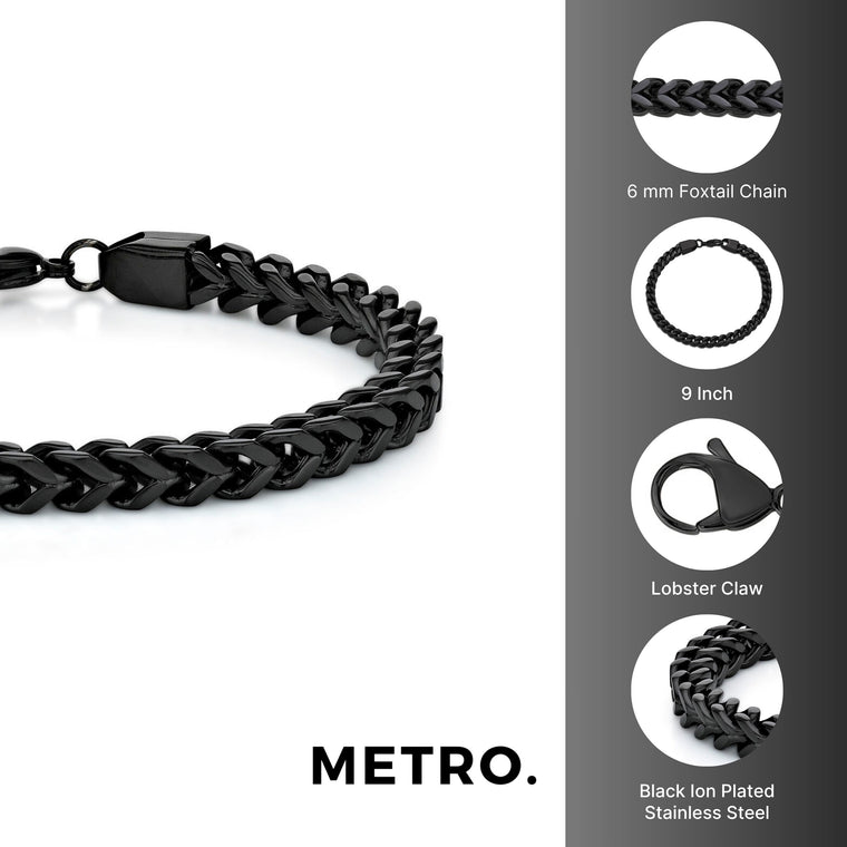Thick Bracelet in Black Ion Plated Stainless Steel