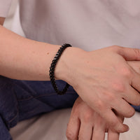 Thick Bracelet in Black Ion Plated Stainless Steel