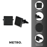 Carbon Fiber Square Cufflinks in Stainless Steel