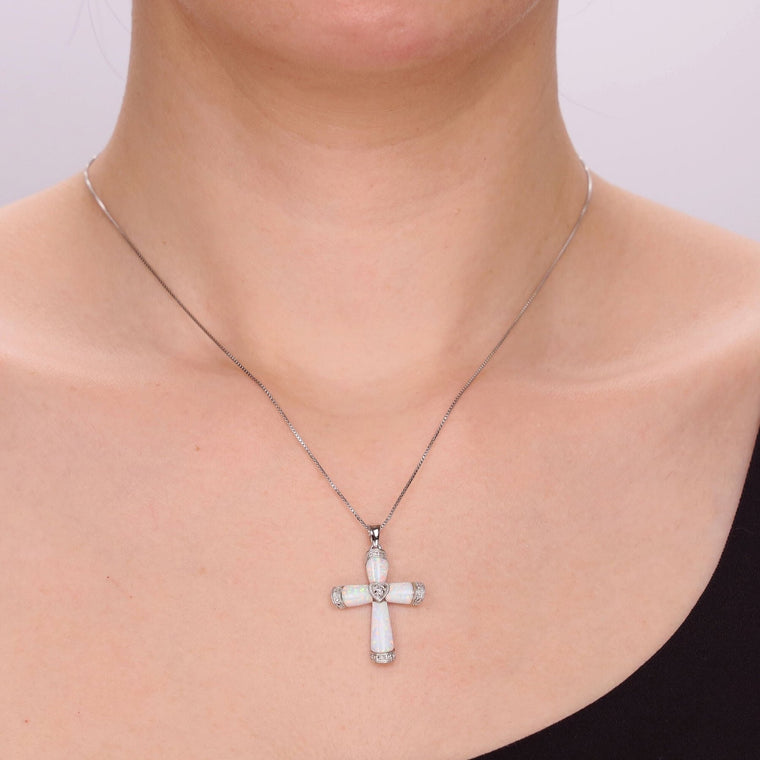 Created Opal Cross Pendant