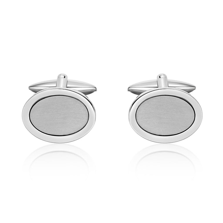 Oval Cufflinks in Stainless Steel