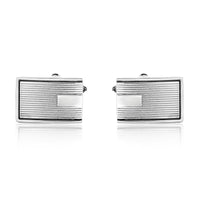 Black Resin Rectangle Cufflinks in Stainless Steel