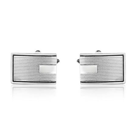 Black Resin Rectangle Cufflinks in Stainless Steel
