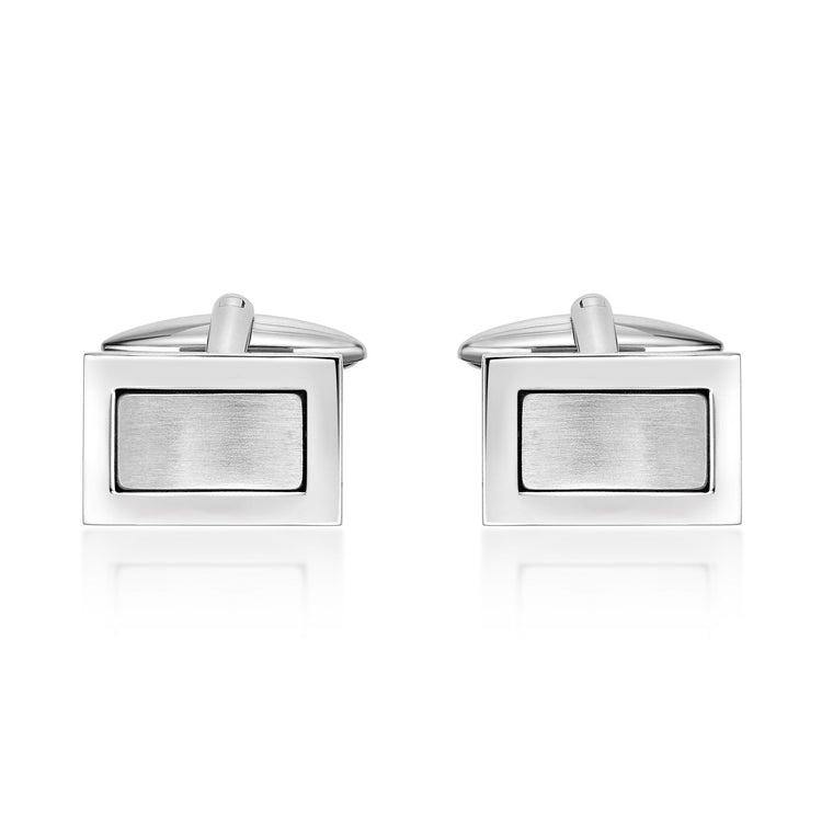 Rectangle Satin Finish Cufflinks in Stainless Steel