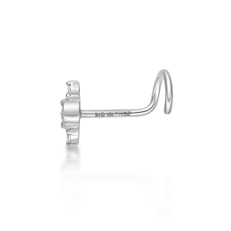 14K Gold Three-Stone 0.03 Carat Lab Grown Diamond Nose Screw - 20G