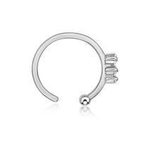 14K Gold Three-Stone 0.025 Carat Lab Grown Diamond Nose Hoop - 20G
