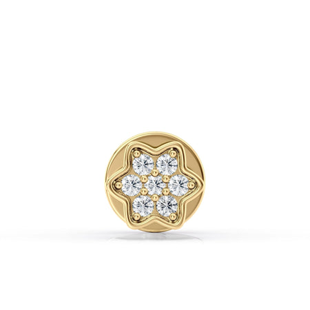 10K Yellow Gold Internally Threaded Cubic Zirconia Star Shape Jeweled Micro Labret, 16 Gauge