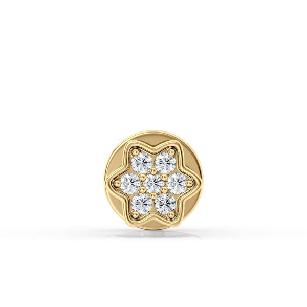 10K Yellow Gold Internally Threaded Cubic Zirconia Star Shape Jeweled Micro Labret, 16 Gauge