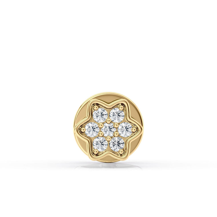 10K Yellow Gold Internally Threaded Cubic Zirconia Star Shape Jeweled Micro Labret, 16 Gauge