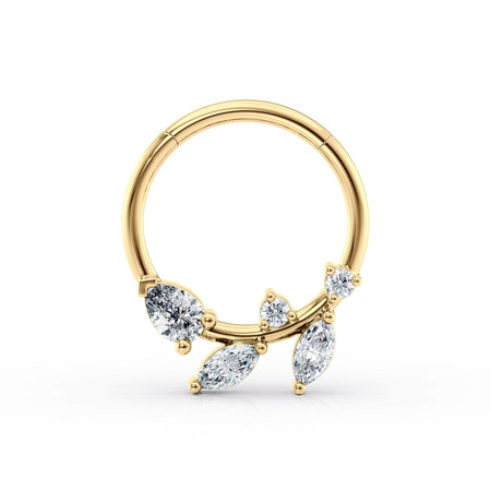 10K Yellow Gold Cubic Zirconia Nose Hoop - 20G