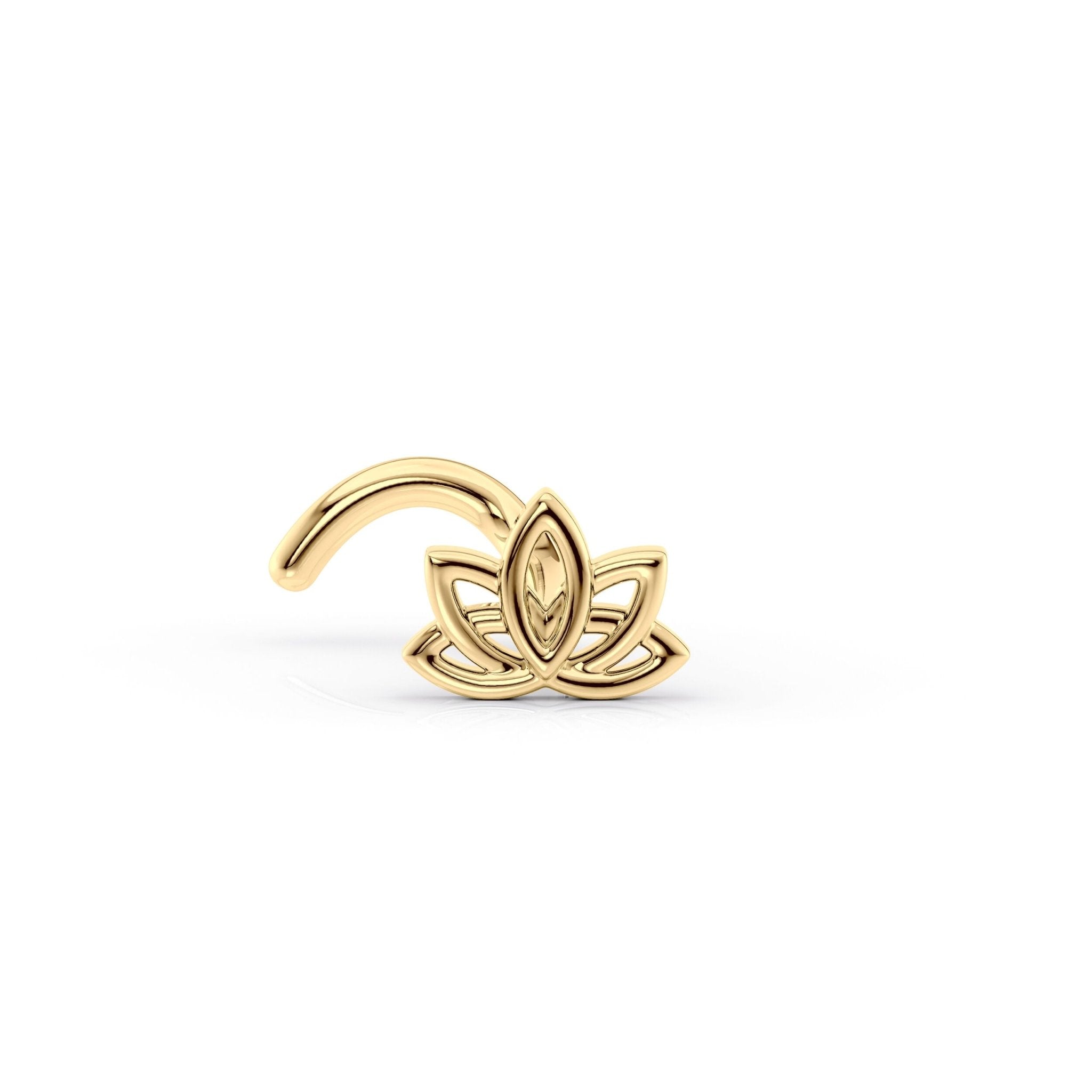 14K Lotus Curved Nose Ring - 20G