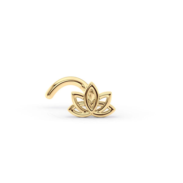 14K Lotus Curved Nose Ring - 20G