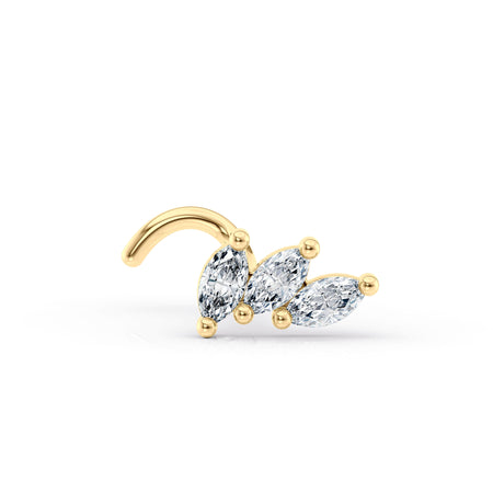 14K Cubic Zirconia Curved Nose Ring - 20G