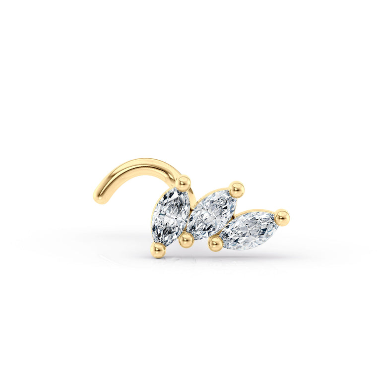14K Cubic Zirconia Curved Nose Ring - 20G