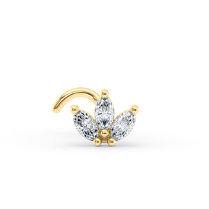 14K Cubic Zirconia Curved Nose Ring - 20G