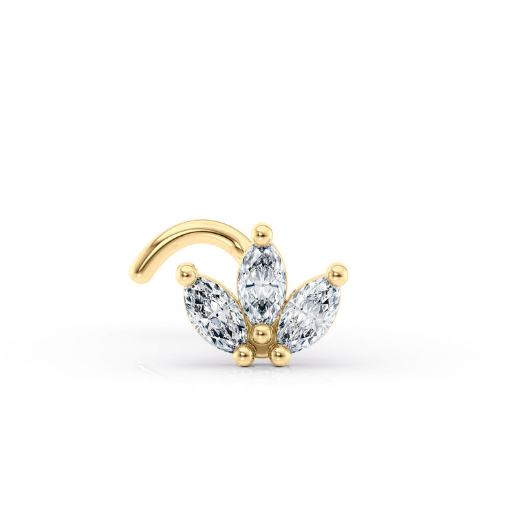14K Cubic Zirconia Curved Nose Ring - 20G