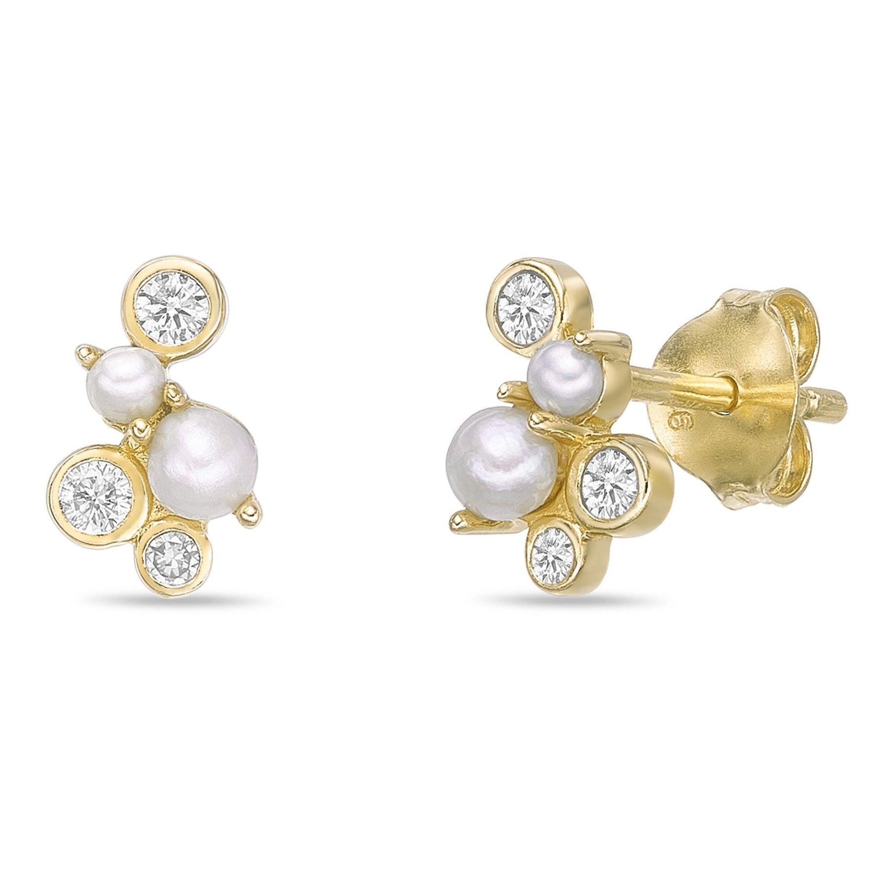 Pearl Cluster Stud Earrings