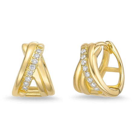 Cage Huggie Cross Earrings