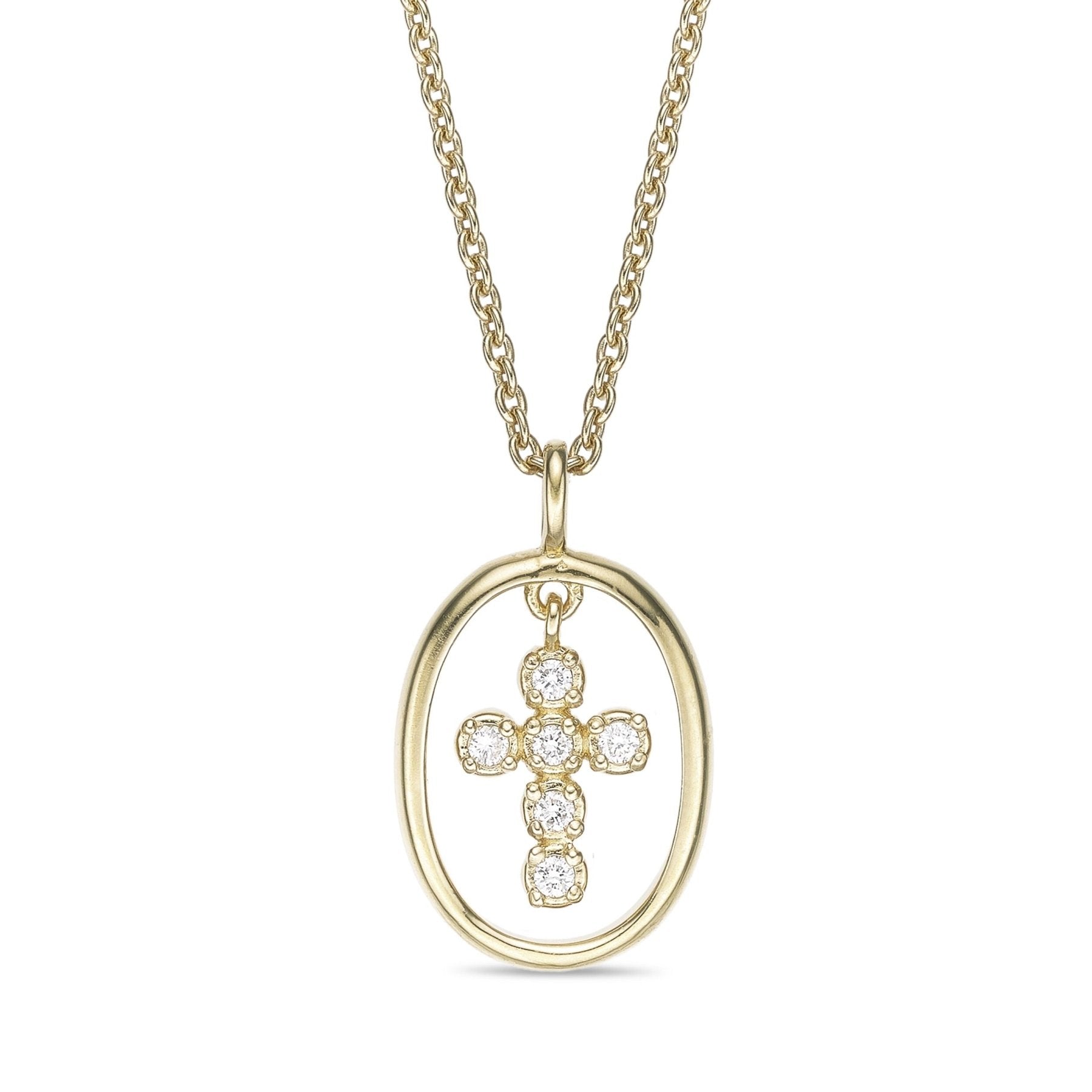 Oval Cross Pendant Necklace