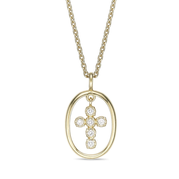 Oval Cross Pendant Necklace