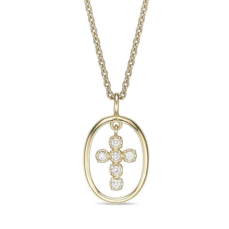 Oval Cross Pendant Necklace