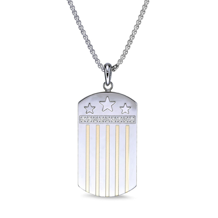 Texas Flag Dog Tag in Steel High Polish Stainless Steel