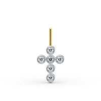14K Gold Cross 0.05 Carat Lab Grown Diamond Nose Stud - 20G