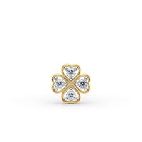 14K Gold Clover 0.04 Carat Lab Grown Diamond Nose Stud - 18G