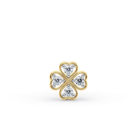 14K Gold Clover 0.04 Carat Lab Grown Diamond Nose Stud - 18G