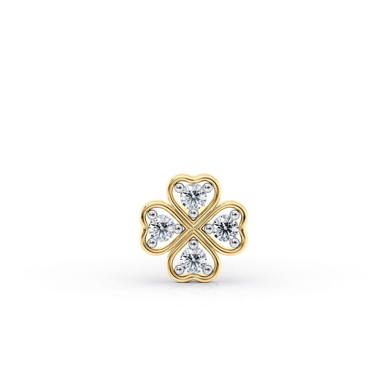 14K Gold Clover 0.04 Carat Lab Grown Diamond Nose Stud - 18G